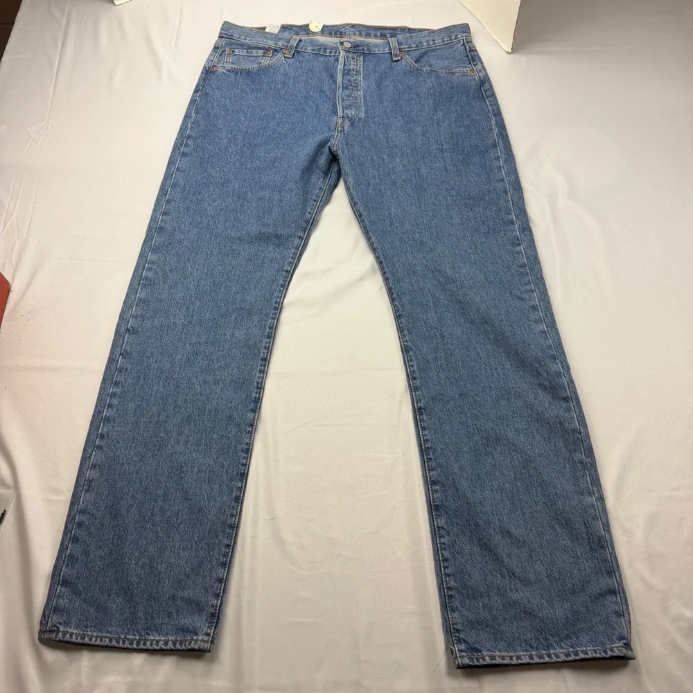 Levis 501 Original Fit Jeans Mens 40x34 Blue Denim Straight Leg Button Fly
